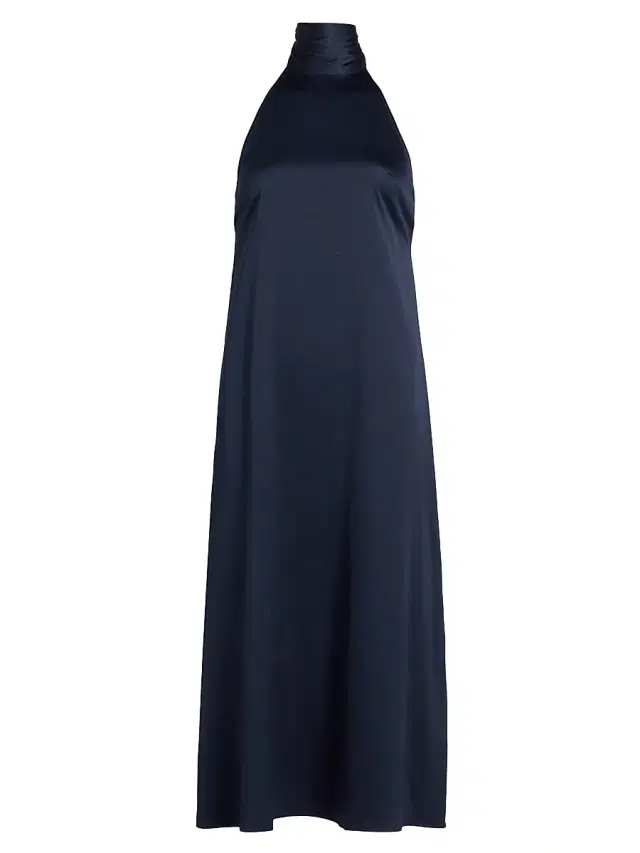 AZEEZA Women's Meera Satin Midi-Dress - Navy - Size Large