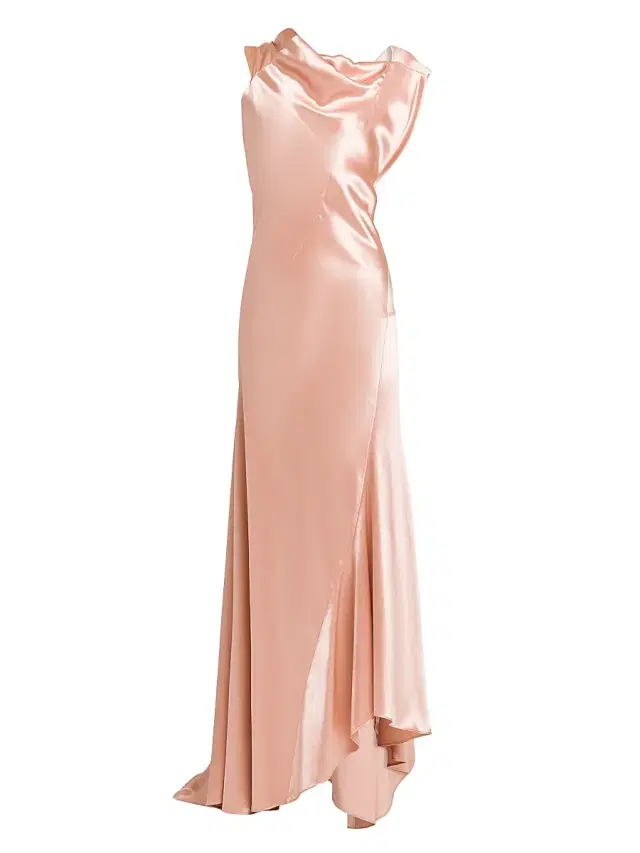 Alberta Ferretti Women's Asymmetric Satin Sleeveless Gown