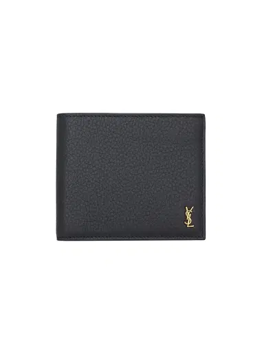 Saint Laurent Men's Tiny Cassandre East-West Wallet in Grained Leather | Thumbnail 1 Saint Laurent Men's Tiny Cassandre East-West Wallet in Grained Leather | Thumbnail 1