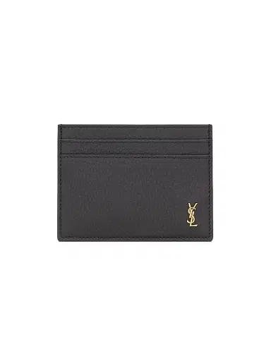 Saint Laurent Men's Tiny Cassandre Card Case in Grained Leather | Thumbnail 1 Saint Laurent Men's Tiny Cassandre Card Case in Grained Leather | Thumbnail 1