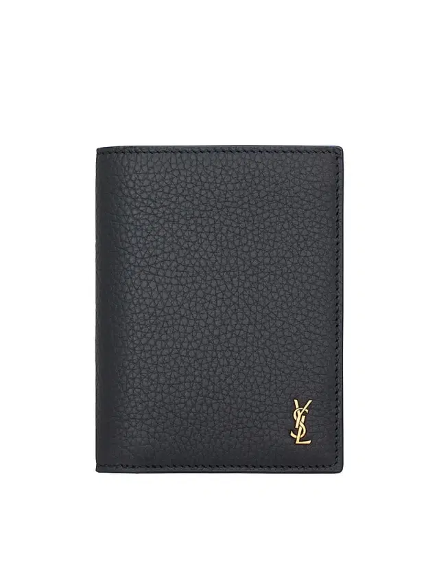 Saint Laurent Men's Tiny Cassandre Credit Card Wallet in Grained Leather - Midnight Blue