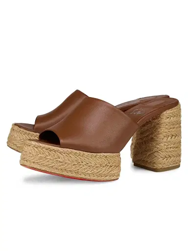 Christian Louboutin Women's Calakala Leather 85MM Mules - Cuoio | Thumbnail 2 Christian Louboutin Women's Calakala Leather 85MM Mules - Cuoio | Thumbnail 2