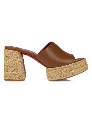 Christian Louboutin Women's Calakala Leather 85MM Mules - Cuoio | Thumbnail 1 Christian Louboutin Women's Calakala Leather 85MM Mules - Cuoio | Thumbnail 1
