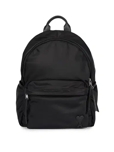 AMI Paris Men's Nylon Canvas Backpack - Black | Thumbnail 1 AMI Paris Men's Nylon Canvas Backpack - Black | Thumbnail 1