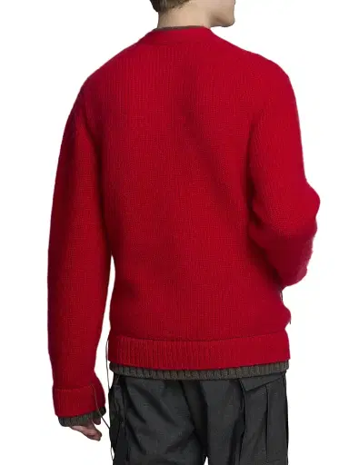 Sacai Men's Contrast-Trim Mohair-Blend Cardigan - Red - Size XL | Thumbnail 5 Sacai Men's Contrast-Trim Mohair-Blend Cardigan - Red - Size XL | Thumbnail 5