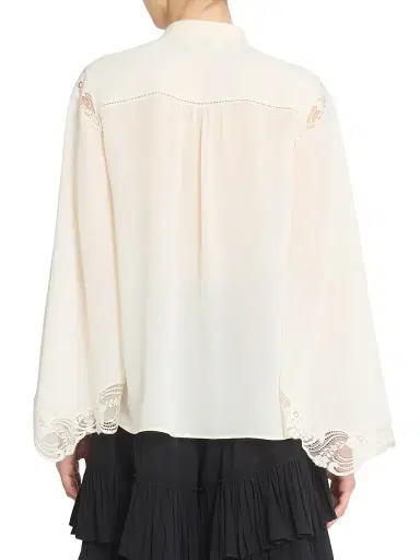 Chloé Women's Lace-Trimmed Silk Blouse - Pristine White | Thumbnail 5 Chloé Women's Lace-Trimmed Silk Blouse - Pristine White | Thumbnail 5
