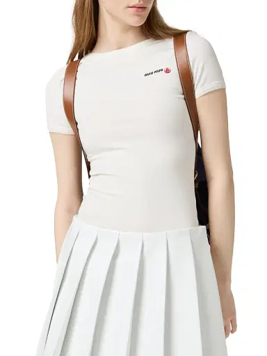 Miu Miu Women's Petit Bateau x Stretch Jersey Slim T-Shirt | Thumbnail 2 Miu Miu Women's Petit Bateau x Stretch Jersey Slim T-Shirt | Thumbnail 2