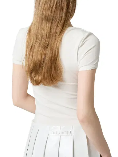 Miu Miu Women's Petit Bateau x Stretch Jersey Slim T-Shirt - White - Size Medium | Thumbnail 3 Miu Miu Women's Petit Bateau x Stretch Jersey Slim T-Shirt - White - Size Medium | Thumbnail 3