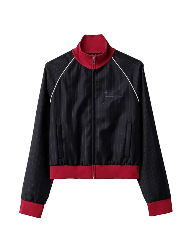Women's Pinstriped Zipper Blouson Jacket - Blue