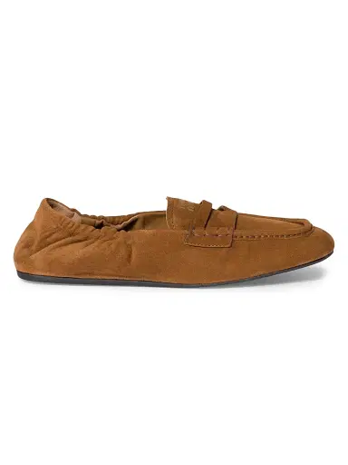 Miu Miu Women's Ruches Suede Loafers - Brown - Size 9.5 | Thumbnail 1 Miu Miu Women's Ruches Suede Loafers - Brown - Size 9.5 | Thumbnail 1