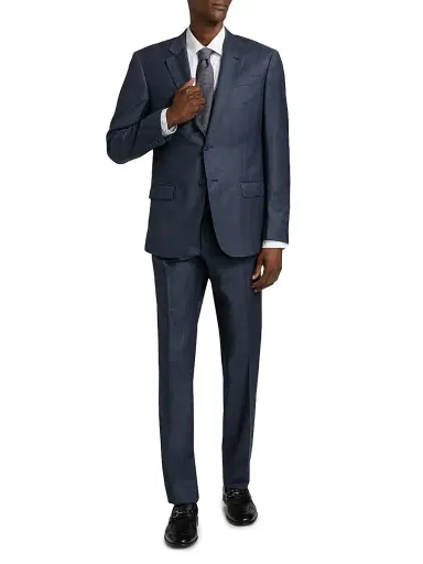 Emporio Armani Men's Plaid Wool Single-Breasted Suit - Grey - Size 44 | Thumbnail 2 Emporio Armani Men's Plaid Wool Single-Breasted Suit - Grey - Size 44 | Thumbnail 2