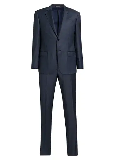 Emporio Armani Men's Plaid Wool Single-Breasted Suit - Grey - Size 44 | Thumbnail 1 Emporio Armani Men's Plaid Wool Single-Breasted Suit - Grey - Size 44 | Thumbnail 1