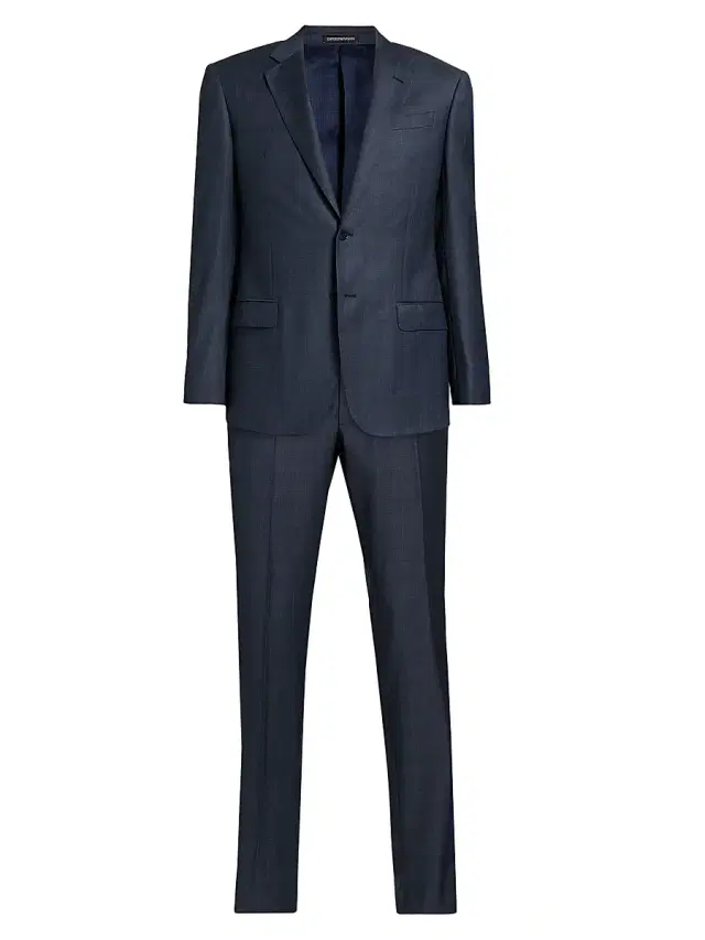 Emporio Armani Men's Plaid Wool Single-Breasted Suit - Grey