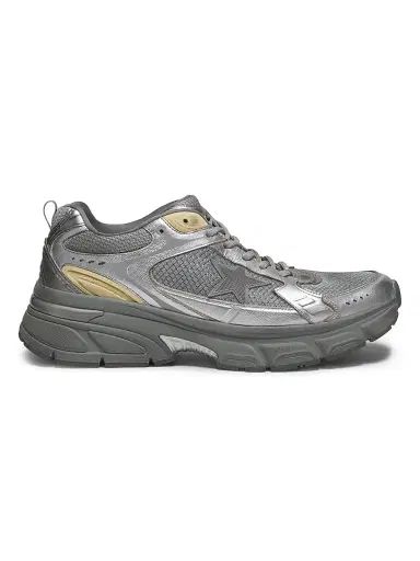 Golden Goose Men's Lightstar Net & Leather Low-Top Sneakers - Silver Gold - Size 13 | Thumbnail 1 Golden Goose Men's Lightstar Net & Leather Low-Top Sneakers - Silver Gold - Size 13 | Thumbnail 1