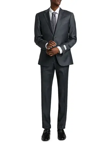 Emporio Armani Men's Micro Check Wool Single-Breasted Suit - Grey Blue | Thumbnail 3 Emporio Armani Men's Micro Check Wool Single-Breasted Suit - Grey Blue | Thumbnail 3