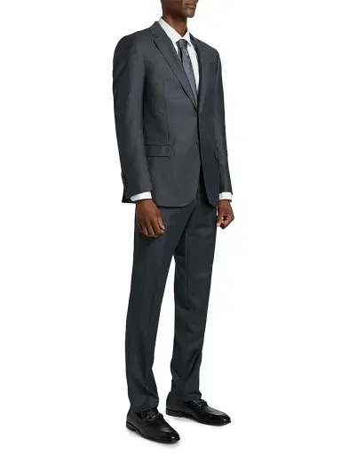 Emporio Armani Men's Micro Check Wool Single-Breasted Suit - Grey Blue | Thumbnail 4 Emporio Armani Men's Micro Check Wool Single-Breasted Suit - Grey Blue | Thumbnail 4
