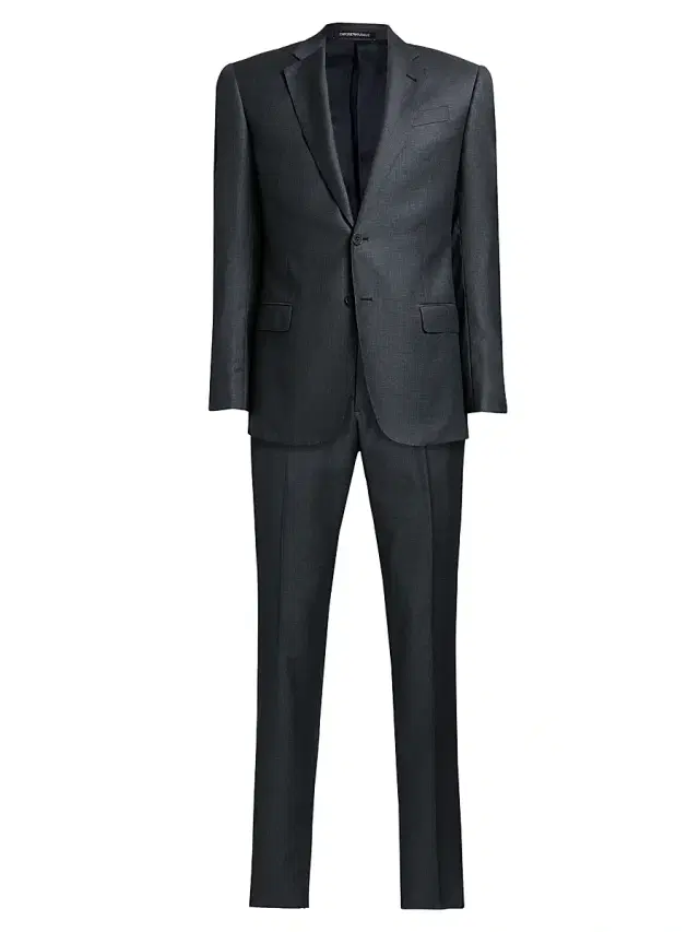 Men's Micro Check Wool Single-Breasted Suit - Grey Blue