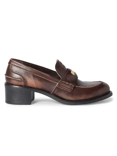 Miu Miu Women's Decò Calf Leather Loafers - Brown | Thumbnail 1
