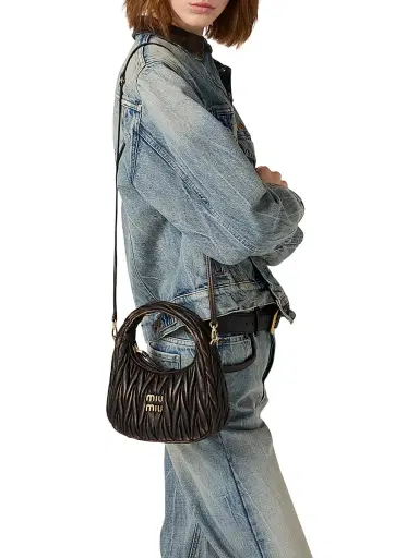 Miu Miu Women's Wander Matelassé Nappa Leather Top Handle Bag | Thumbnail 3 Miu Miu Women's Wander Matelassé Nappa Leather Top Handle Bag | Thumbnail 3