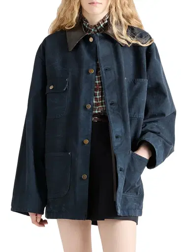 Prada Women's Canvas Blouson Jacket - Blue - Size 4 | Thumbnail 2