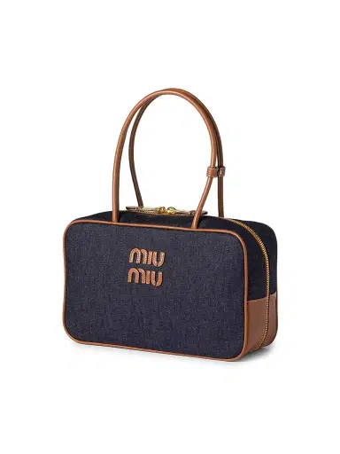 Miu Miu Women's Beau Denim Top Handle Bag - Blue | Thumbnail 5 Miu Miu Women's Beau Denim Top Handle Bag - Blue | Thumbnail 5