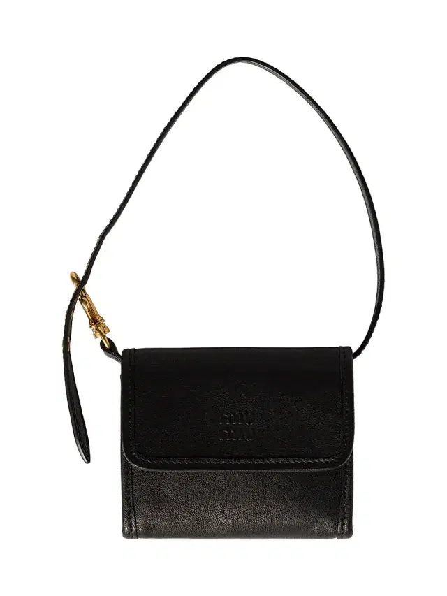 Miu Miu Women's Nappa Leather Wallet with Shoulder Strap - Black