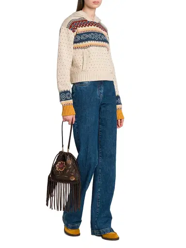 Etro Women's Fair Isle-Style Wool Hoodie - Multicoro Baige Base | Thumbnail 2