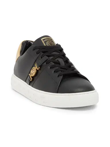 Versace Men's Medusa Nylon Low-Top Sneakers - Black Gold - Size 6 | Thumbnail 2