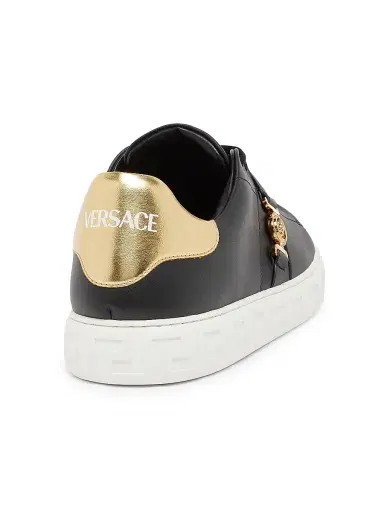 Versace Men's Medusa Nylon Low-Top Sneakers - Black Gold - Size 6 | Thumbnail 3