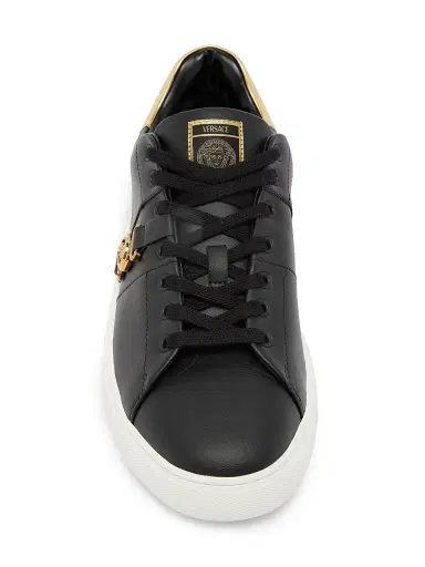 Versace Men's Medusa Nylon Low-Top Sneakers - Black Gold - Size 6 | Thumbnail 4