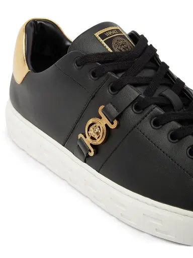 Versace Men's Medusa Nylon Low-Top Sneakers - Black Gold - Size 6 | Thumbnail 6