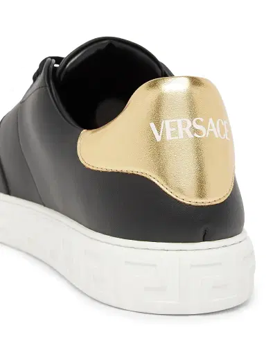Versace Men's Medusa Nylon Low-Top Sneakers - Black Gold - Size 6 | Thumbnail 7
