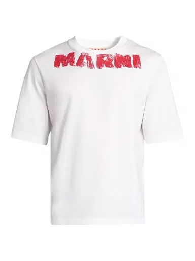 Marni Men's Logo Graphic Crewneck T-Shirt - Lily White - Size 50 | Thumbnail 1 Marni Men's Logo Graphic Crewneck T-Shirt - Lily White - Size 50 | Thumbnail 1