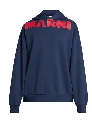 Marni Men's Monolith Logo Cotton Hoodie - Blue Kyanite - Size 46 | Thumbnail 1 Marni Men's Monolith Logo Cotton Hoodie - Blue Kyanite - Size 46 | Thumbnail 1