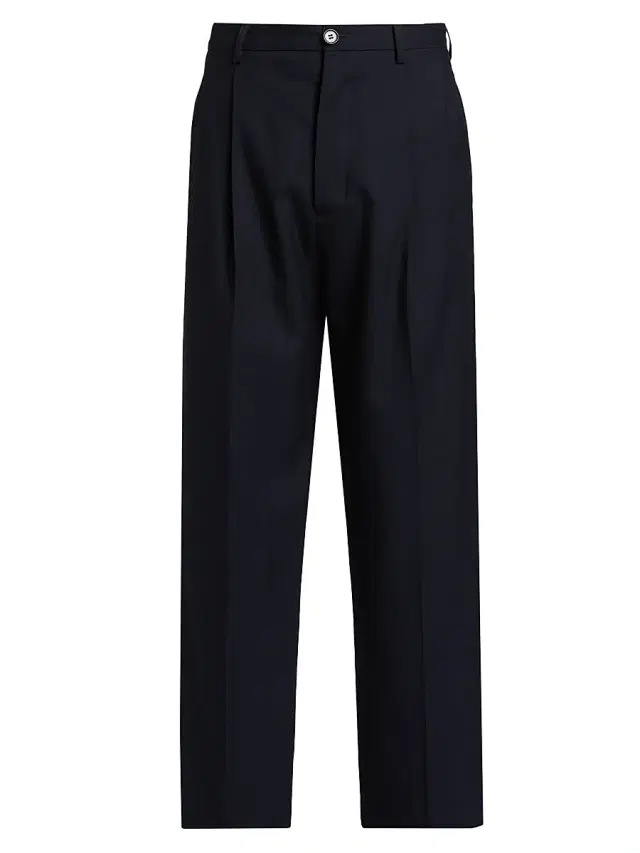 Men's Pleated Tropical Wool Pants - Blue Black