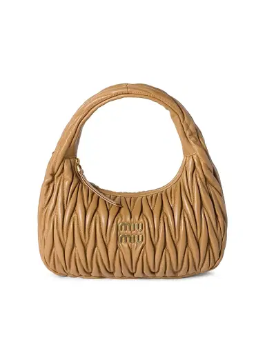 Miu Miu Women's Wander Matelassé Nappa Leather Top Handle Bag - Brown | Thumbnail 1 Miu Miu Women's Wander Matelassé Nappa Leather Top Handle Bag - Brown | Thumbnail 1