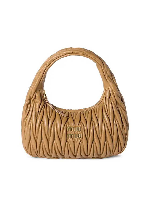 Miu Miu Women's Wander Matelassé Nappa Leather Top Handle Bag - Brown