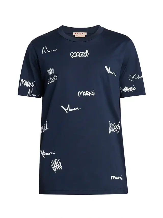 Men's Multi Logo Graphic Crewneck T-Shirt - Blue Black