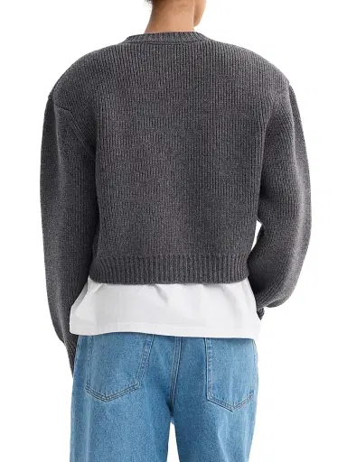 RÓHE Women's Padded Wool Cardigan - Mid Grey Melange - Size 8 | Thumbnail 5