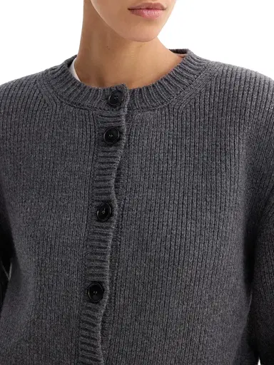 RÓHE Women's Padded Wool Cardigan - Mid Grey Melange - Size 8 | Thumbnail 7