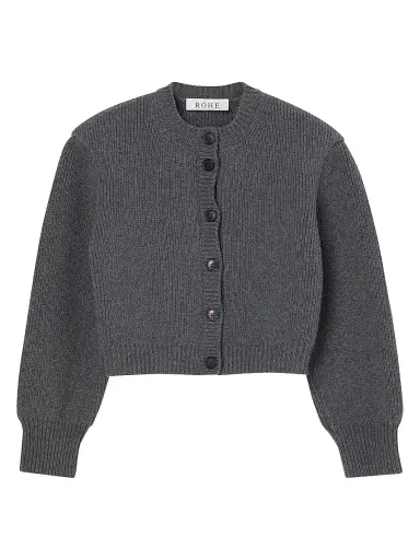 RÓHE Women's Padded Wool Cardigan - Mid Grey Melange - Size 8 | Thumbnail 1