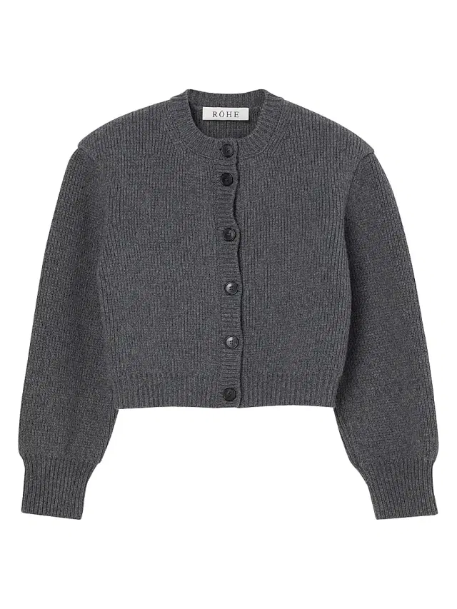 Róhe Women's Padded Wool Cardigan - Mid Grey Melange