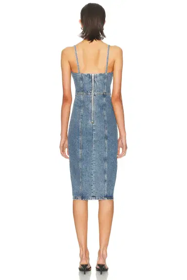 Fleur du Mal Colored Denim Midi Snap Dress | Thumbnail 3
