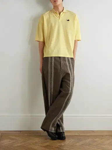 KAPITAL Box Striped Embroidered Cotton-Piqué Polo Shirt - Men | Thumbnail 2