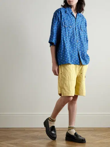 KAPITAL Easy Straight-Leg Cotton-Twill Drawstring Shorts - Men | Thumbnail 2