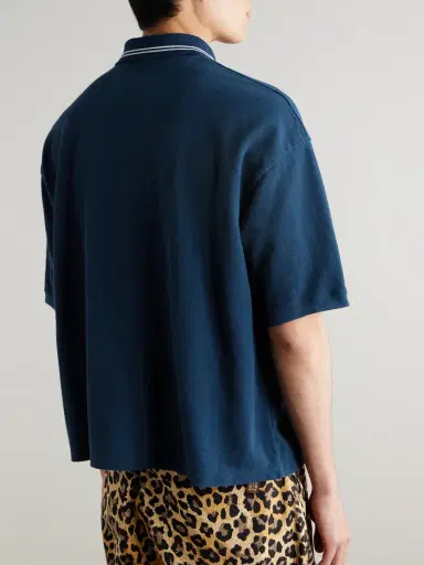 KAPITAL Box Striped Embroidered Cotton-Piqué Polo Shirt - Men | Thumbnail 3