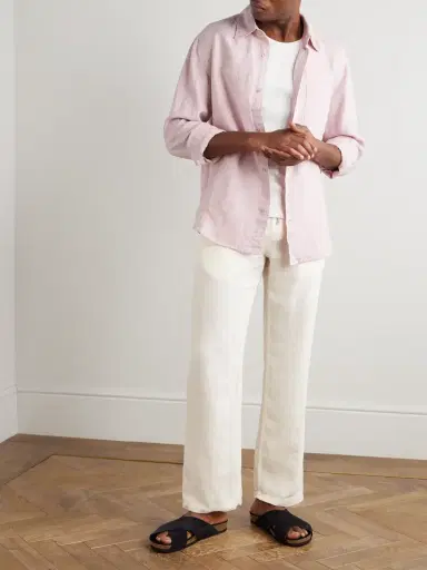 MR P. Edward Straight-Leg Garment-Dyed Linen Drawstring Trousers - Men | Thumbnail 2