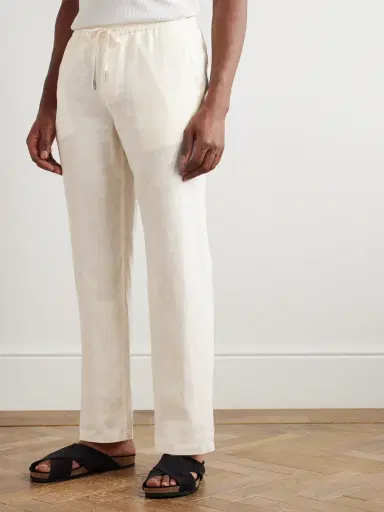 MR P. Edward Straight-Leg Garment-Dyed Linen Drawstring Trousers - Men | Thumbnail 3