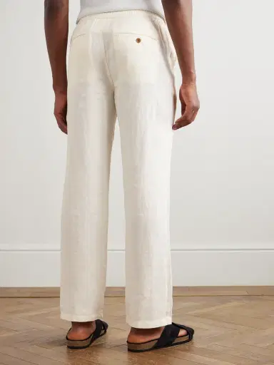 MR P. Edward Straight-Leg Garment-Dyed Linen Drawstring Trousers - Men | Thumbnail 4