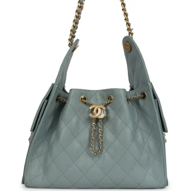 Chanel Chanel Small 25 Hobo Bag Green Caviar Antique Gold Hardware